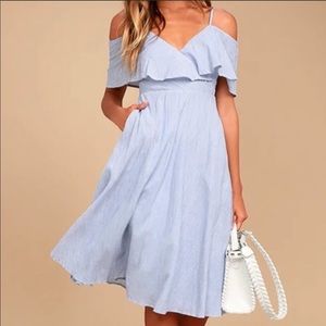 Lulus Yacht Rock Blue and White Seersucker Dress